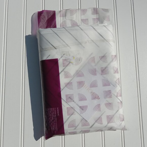 JINCHAN Shower Curtain 70 x 71.5 Inky Herringbone Chevron Zig Zag White Black - Picture 15 of 16